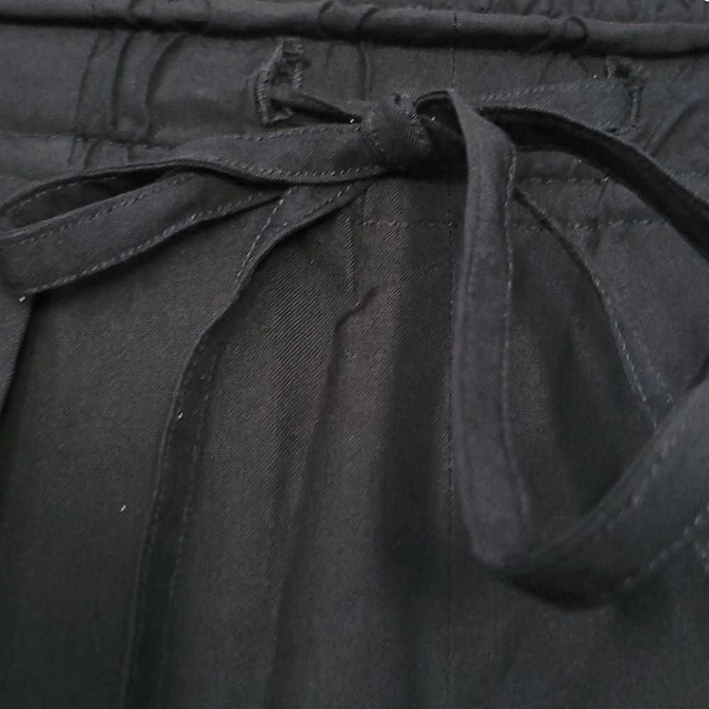 BLACK SILK WIDE LEG PANTS - Picture 3 of 3